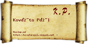Kováts Pál névjegykártya